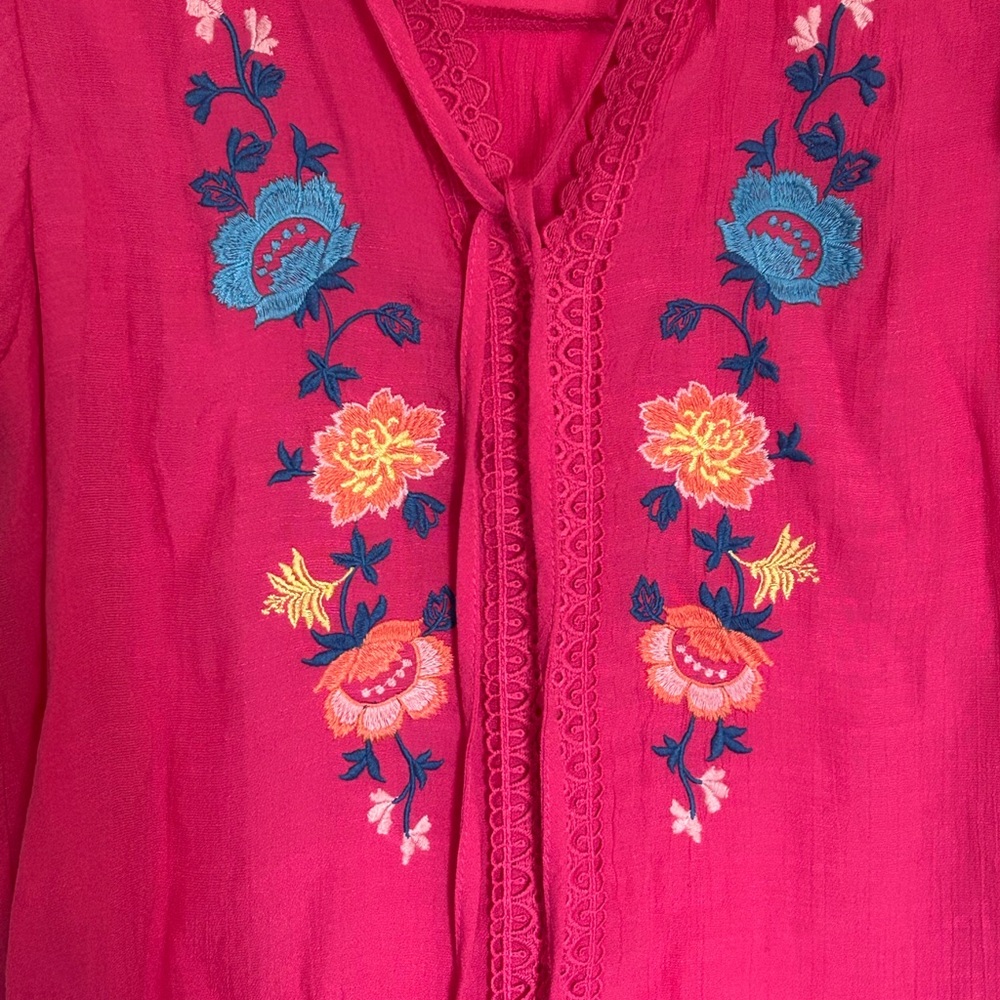 MINE
Hot Pink Embroidered Flutter Sleeve Blouse - Picture 2 of 6